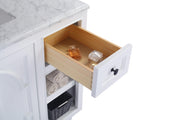 Laviva 313613-36W-MW Odyssey 36" White vanity with Matte White solid surface top, open drawer close-up