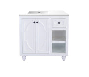 Laviva 313613-36W-MW Odyssey 36" White vanity with Matte White solid surface top, front view on a white background