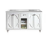 Laviva 313613-60W-MW Odyssey 60" White double vanity with Matte White solid surface top, front view on a white background