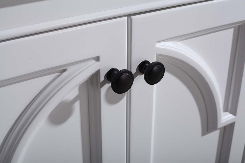 Laviva 313613-60W-MW Odyssey 60" White double vanity with Matte White solid surface top, door and hardware close-up