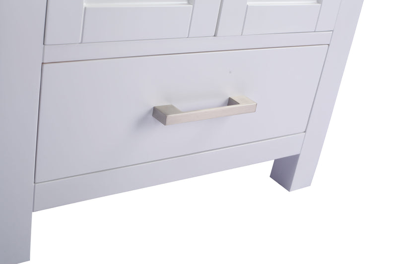 Laviva 313ANG-24W-BW Wilson 24" White vanity with Black Wood marble top, drawer handle close-up