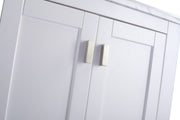 Laviva 313ANG-24W-BW Wilson 24" White vanity with Black Wood marble top, door and hardware close-up