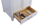 Laviva 313ANG-30W Wilson 30" White vanity cabinet, angled view with the drawer open