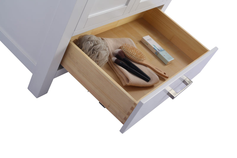Laviva 313ANG-30W Wilson 30" White vanity cabinet, open drawer close-up