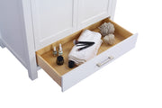 Laviva 313ANG-36W-WQ Wilson 36" White vanity with White Quartz top, angled view with the drawer open
