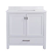 Laviva 313ANG-36W-WQ Wilson 36" White vanity with White Quartz top, front view on a white background