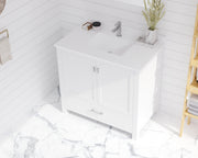 Laviva 313ANG-36W-WQ Wilson 36" White vanity with White Quartz top, installed in a bathroom