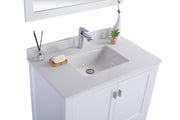 Laviva 313ANG-36W-WQ Wilson 36" White vanity with White Quartz top, countertop and sink close-up