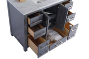 Laviva 313ANG-42G Wilson 42" Grey vanity cabinet, angled view with doors and drawers open