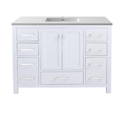 Laviva 313ANG-48W-MW Wilson 48" White vanity with Matte White solid surface top, front view on a white background