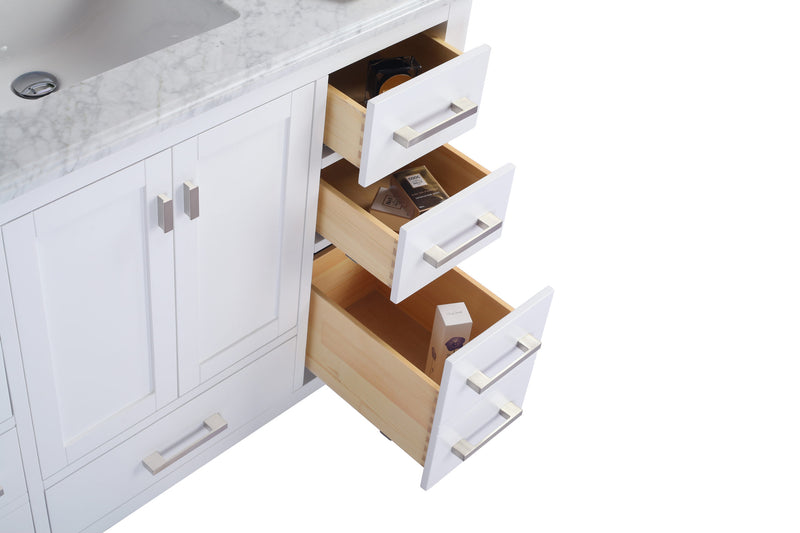 Laviva 313ANG-48W Wilson 48" White vanity cabinet, side drawers open