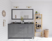Laviva 313ANG-60G-BW Wilson 60" Grey double vanity with Black Wood marble top, wide room view in a bathroom