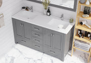 Laviva 313ANG-60G-MW Wilson 60" Grey double vanity with Matte White solid surface top, installed in a bathroom