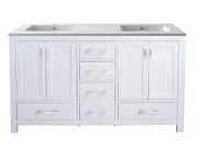 Laviva 313ANG-60W-MW Wilson 60" White double vanity with Matte White solid surface top, front view on a white background