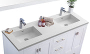 Laviva 313ANG-60W-MW Wilson 60" White double vanity with Matte White solid surface top, countertop and sink close-up