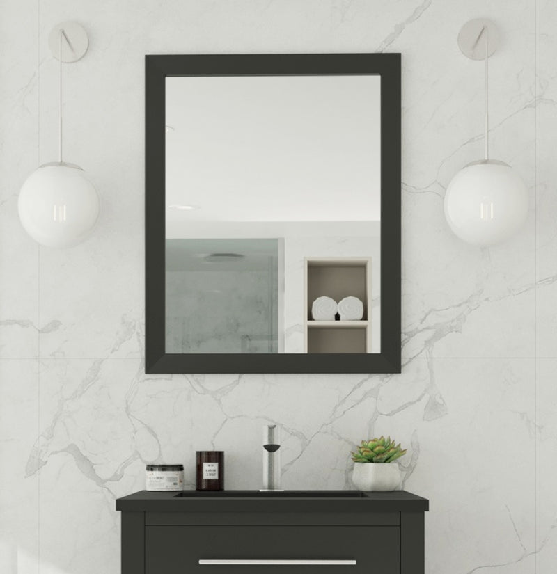 Laviva 313FF-2430E Sterling 24" Espresso mirror, hung above a vanity in a bathroom