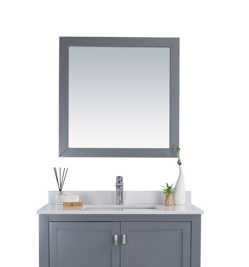 Laviva 313FF-3030G Sterling 30" Grey mirror, hung above a vanity in a bathroom