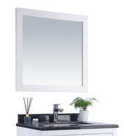 Laviva 313FF-3030W Sterling 30" White mirror, angled view hung above a vanity