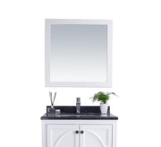 Laviva 313FF-3030W Sterling 30" White mirror, front view hung above a vanity