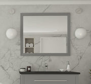 Laviva 313FF-3630MG Sterling 36" Maple Grey mirror, hung above a vanity in a bathroom