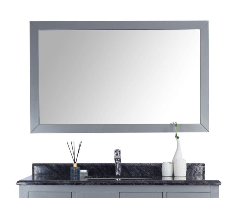 Laviva 313FF-4830G Sterling 48" Grey mirror, front view hung above a vanity