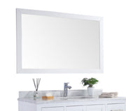 Laviva 313FF-4830W Sterling 48" White mirror, angled view hung above a vanity