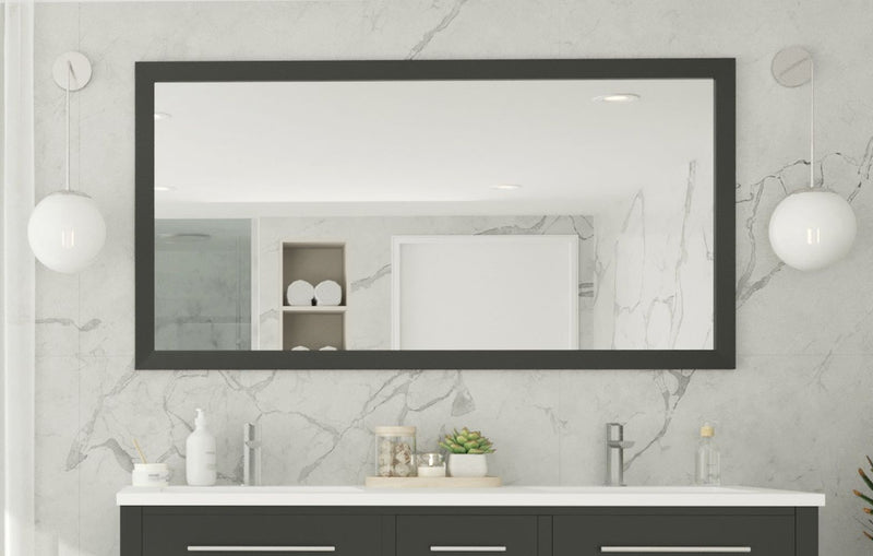 Laviva 313FF-6030E Sterling 60" Espresso mirror, hung above a vanity in a bathroom