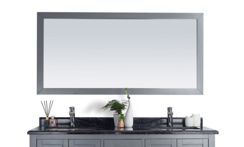 Laviva 313FF-6030G Sterling 60" Grey mirror, front view hung above a vanity