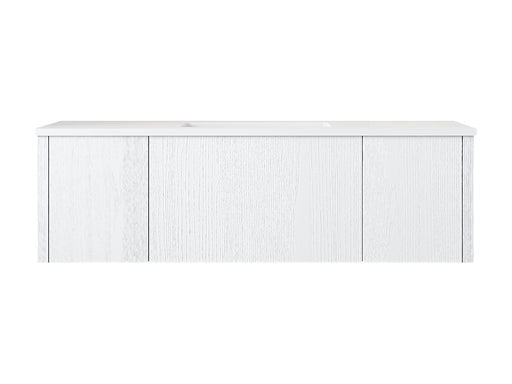 Laviva 313LGN-48AW-MW Legno 48" Alabaster White vanity with Matte White solid surface top, front view on a white background