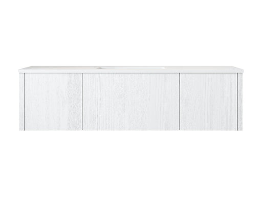 Laviva 313LGN-54AW-MW Legno 54" Alabaster White vanity with Matte White solid surface top, front view on a white background