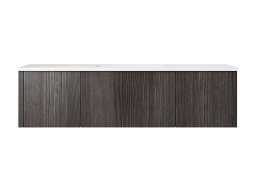 Laviva 313LGN-54CR-MW Legno 54" Carbon Oak vanity with Matte White solid surface top, front view on a white background