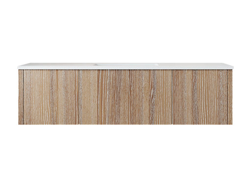 Laviva 313LGN-54WG-MW Legno 54" Weathered Grey vanity with Matte White solid surface top, front view on a white background