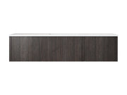 Laviva 313LGN-60CCR-MW Legno 60" Carbon Oak vanity with Matte White solid surface top, front view on a white background
