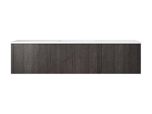 Laviva 313LGN-60CCR-MW Legno 60" Carbon Oak vanity with Matte White solid surface top, front view on a white background