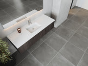 Laviva 313LGN-60CCR-MW Legno 60" Carbon Oak vanity with Matte White solid surface top, top and sink from above