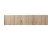 Laviva 313LGN-60CWG-MW Legno 60" Weathered Grey vanity with Matte White solid surface top, front view on a white background