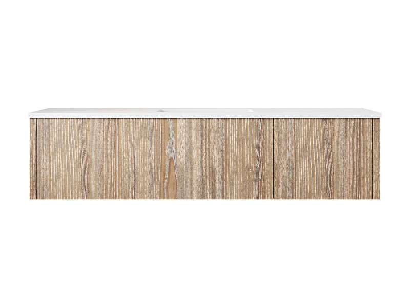 Laviva 313LGN-60CWG-MW Legno 60" Weathered Grey vanity with Matte White solid surface top, front view on a white background