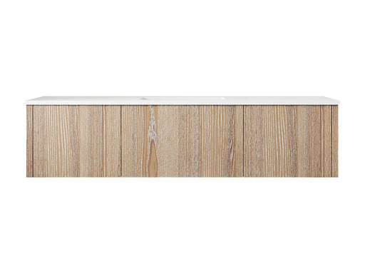 Laviva 313LGN-60CWG-MW Legno 60" Weathered Grey vanity with Matte White solid surface top, front view on a white background