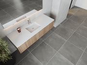 Laviva 313LGN-60CWG-MW Legno 60" Weathered Grey vanity with Matte White solid surface top, top and sink from above