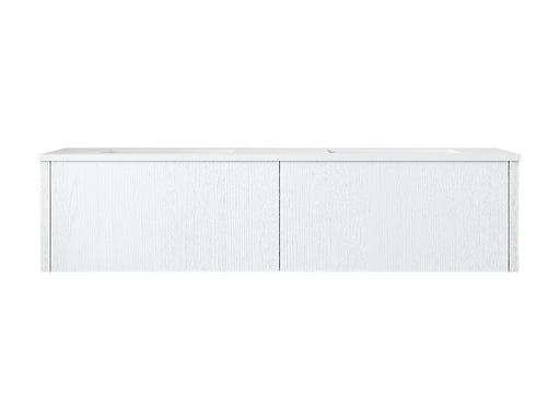 Laviva 313LGN-60DAW-MW Legno 60" Alabaster White double vanity with Matte White solid surface top, front view on a white
