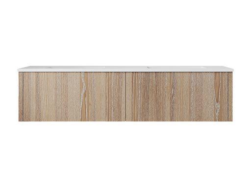 Laviva 313LGN-60DWG-MW Legno 60" Weathered Grey double vanity with Matte White solid surface top, front view on a white