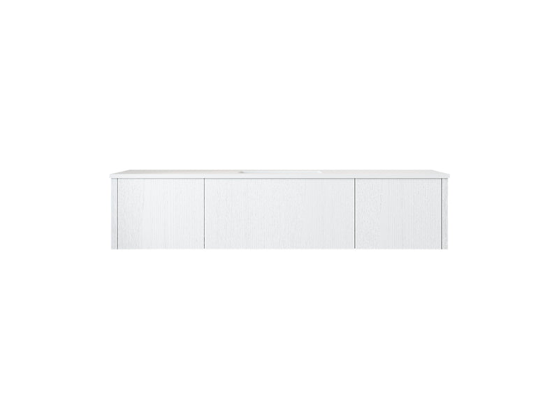 Laviva 313LGN-66AW-MW Legno 66" Alabaster White vanity with Matte White solid surface top, front view on a white background