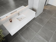 Laviva 313LGN-66AW-MW Legno 66" Alabaster White vanity with Matte White solid surface top, top and sink from above
