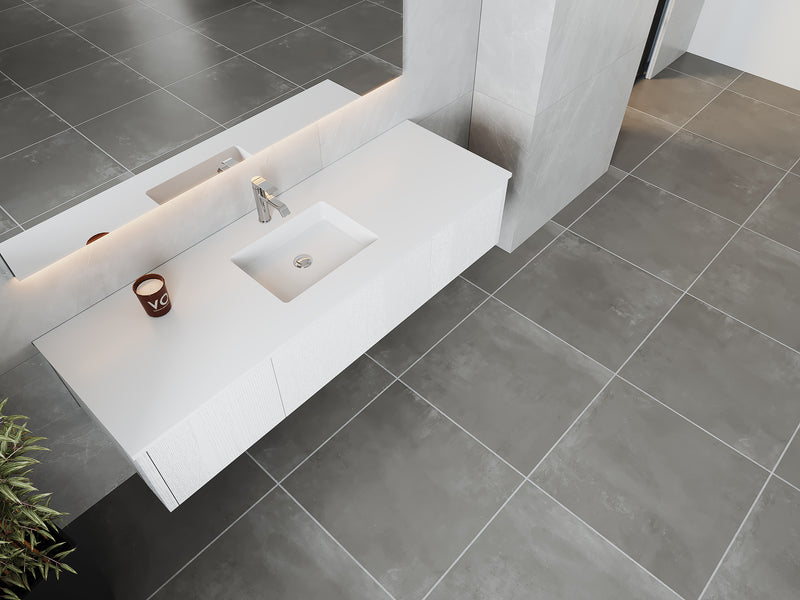 Laviva 313LGN-66AW-MW Legno 66" Alabaster White vanity with Matte White solid surface top, top and sink from above