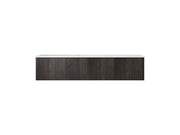Laviva 313LGN-66CR-MW Legno 66" Carbon Oak vanity with Matte White solid surface top, front view on a white background