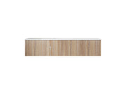 Laviva 313LGN-66WG-MW Legno 66" Weathered Grey vanity with Matte White solid surface top, front view on a white background