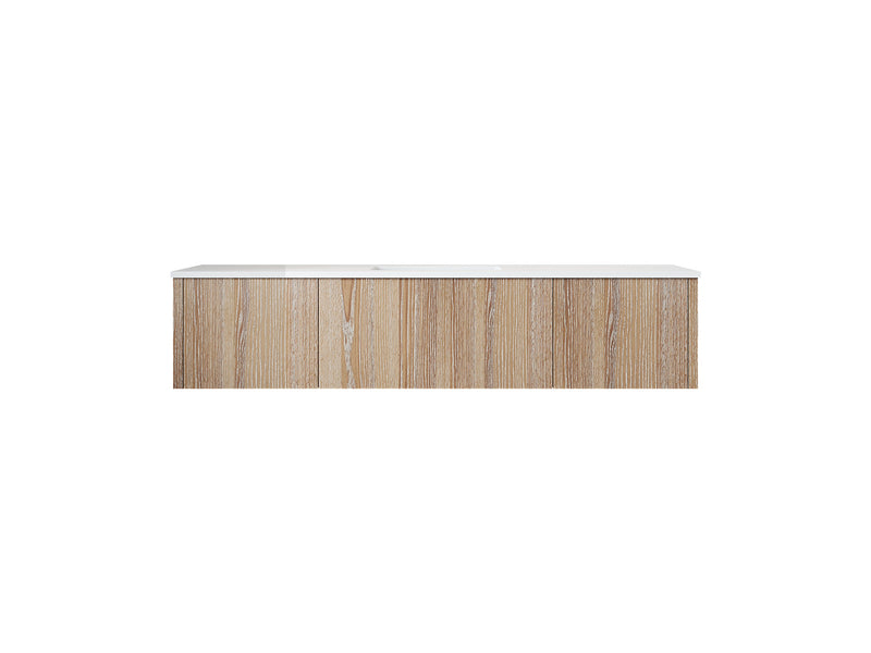 Laviva 313LGN-66WG-MW Legno 66" Weathered Grey vanity with Matte White solid surface top, front view on a white background