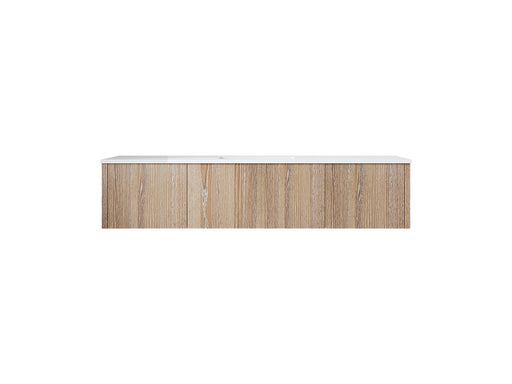 Laviva 313LGN-66WG-MW Legno 66" Weathered Grey vanity with Matte White solid surface top, front view on a white background