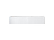 Laviva 313LGN-72DAW-MW Legno 72" Alabaster White double vanity with Matte White solid surface top, front view on a white