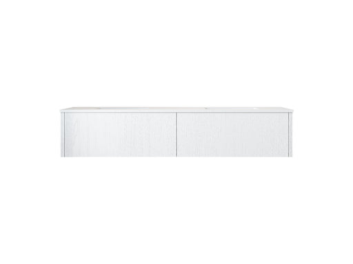 Laviva 313LGN-72DAW-MW Legno 72" Alabaster White double vanity with Matte White solid surface top, front view on a white